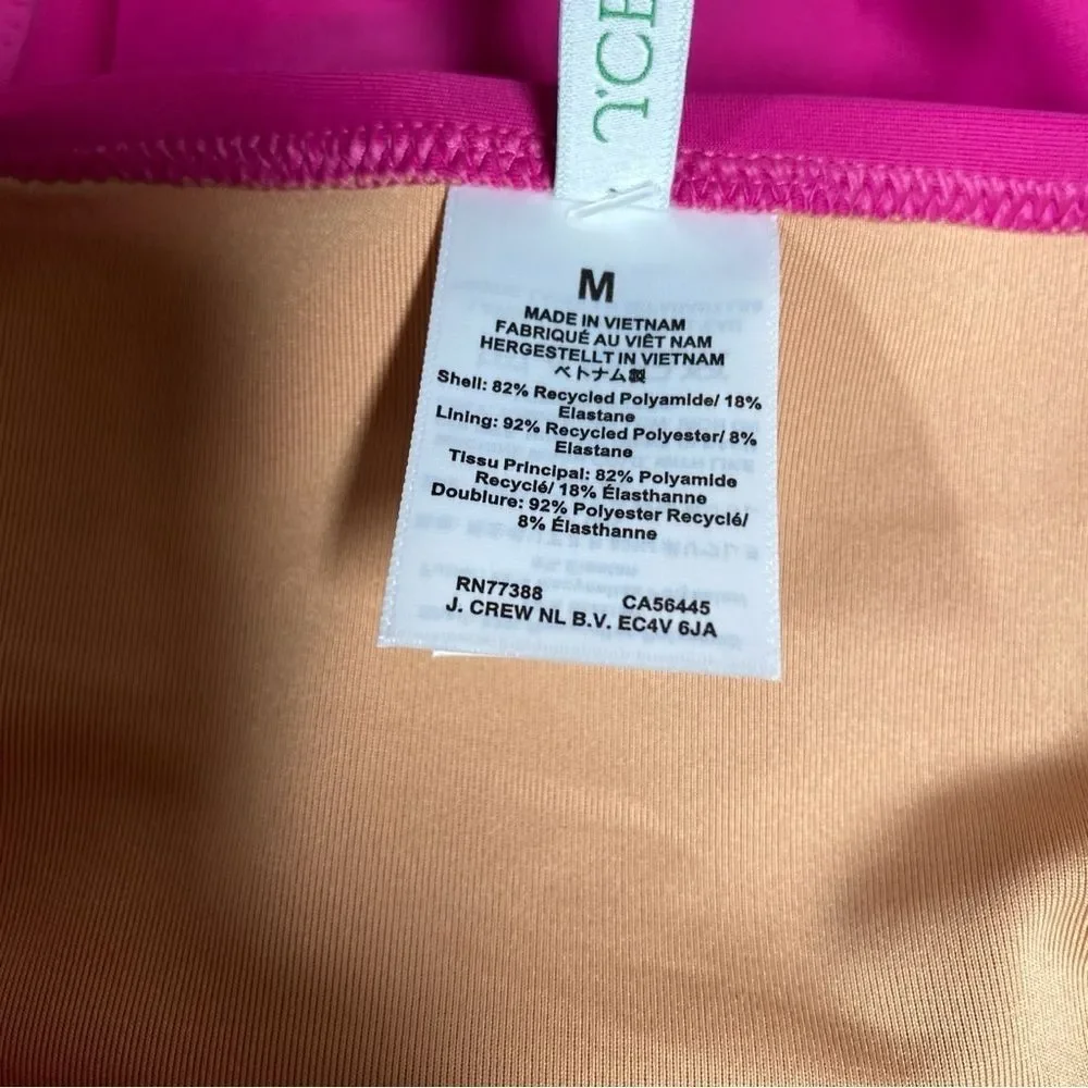 NEW J. Crew Hallie Bikini Bottom High Waist Size M Pink Radiant Fuchsia